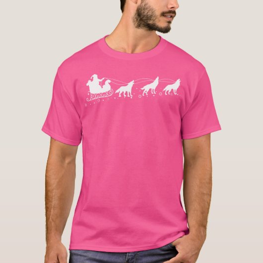 Santa Sleigh Wolves Christmas Wolf Lovers X-Mas T-Shirt (Vorderseite)