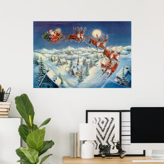 SANTA & SLEIGING von SHARON SHARPE Poster (Heimbüro)