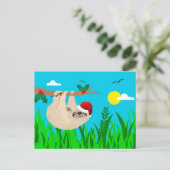 Santa Sloth Feiertagspostkarte (Stehend Vorderseite)