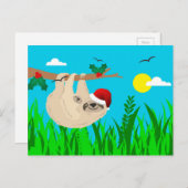 Santa Sloth Feiertagspostkarte (Vorne/Hinten)