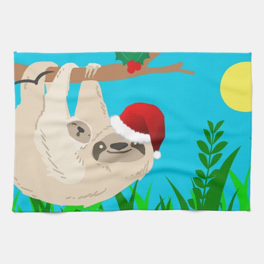 Santa Sloth Geschirrtuch (Horizontal)