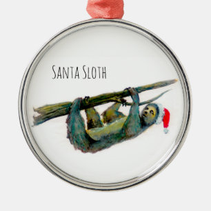 Santa Sloth Ornament Aus Metall