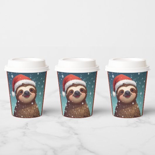 Santa Sloth, Paper Cups Pappbecher (Multi)