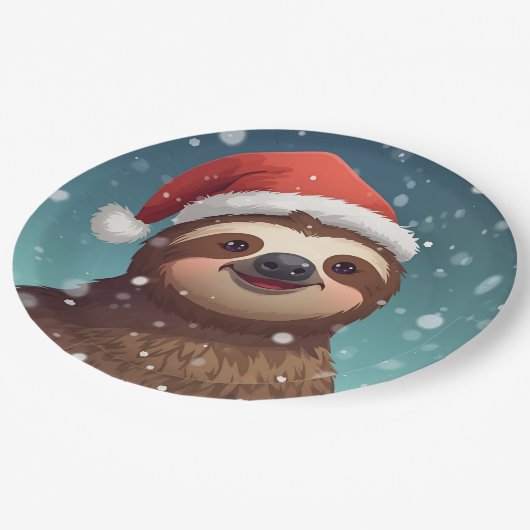 Santa Sloth, Paper Plates Pappteller (Schrägansicht)