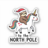 Santa Sloth Riding Unicorn Funny Girl Christmas T- Aufkleber (Vorderseite)