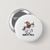 Santa Sloth Riding Unicorn Funny Girl Christmas T- Button (Vorne & Hinten)
