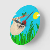 Santa Sloth Runde Wanduhr (Winkel)