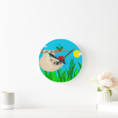 Santa Sloth Runde Wanduhr (Zuhause)