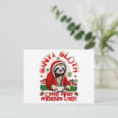 Santa Sloth Schlackenkaffee Feiertagspostkarte (Stehend Vorderseite)