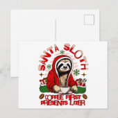 Santa Sloth Schlackenkaffee Feiertagspostkarte (Vorne/Hinten)