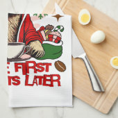 Santa Sloth Schlackenkaffee Geschirrtuch (Viertel Falte)