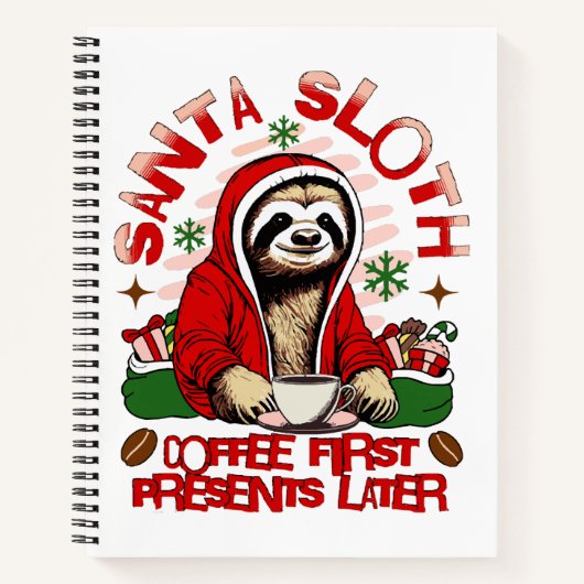 Santa Sloth Schlackenkaffee Notizblock (Vorderseite)