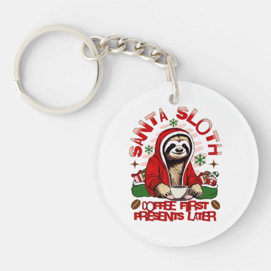 Santa Sloth Schlackenkaffee Schlüsselanhänger (Vorderseite)