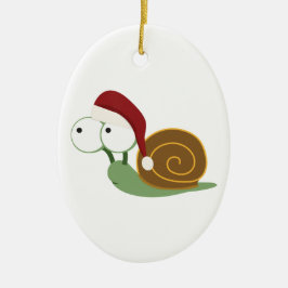 Santa Snail Keramik Ornament