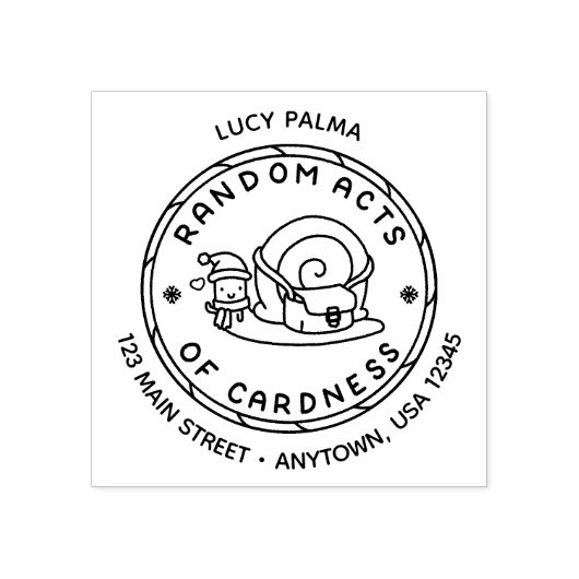 Santa Snail Random Acts of Cardness Logo Briefmark Gummistempel (Prägung)