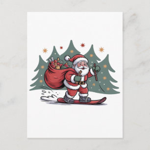 Santa Snowboarden Weihnachtsgeschenk Snowboarder Feiertagspostkarte