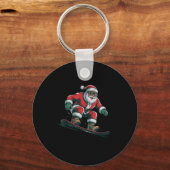 Santa Snowboarding Christmas Holiday Retro Vintage Schlüsselanhänger (Vorderseite)