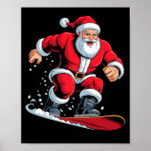 Santa Snowboarding Lover Funny Holiday Christmas X Poster (Vorne)