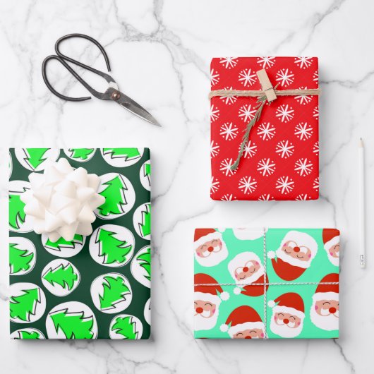 SANTA SNOWFLAKES AND BAUES WRAPPING PAPIER SHEETS (Vorderseite)