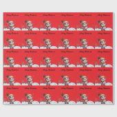 Santa & snowflakes on a pink background Christmas Geschenkpapier (Flach)