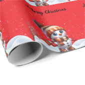 Santa & snowflakes on a pink background Christmas Geschenkpapier (Rolleneckpunkt)