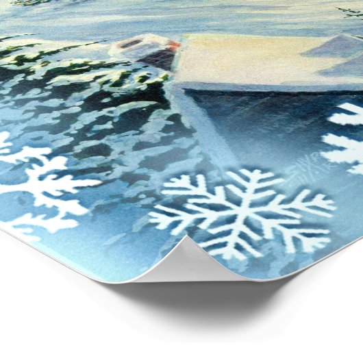 SANTA SNOWFLAKES & SLEIGES by SHARON SHARPE Poster (Ecke)