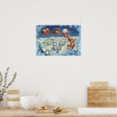 SANTA SNOWFLAKES & SLEIGES by SHARON SHARPE Poster (Küche)