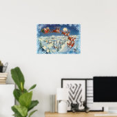SANTA SNOWFLAKES & SLEIGES by SHARON SHARPE Poster (Heimbüro)
