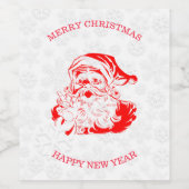 Santa & Snowflakes Weinetikett (Einzelnes Label)