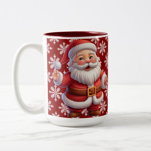 Santa Snowfloakes Zweifarbige Tasse (Links)