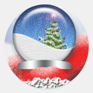 Santa Snowglobe Personalizable Holiday Cards Siege Runder Aufkleber