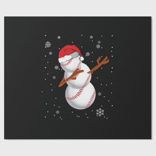 Santa Snowman Baseball Dabbing Herz Geschenkpapier (Flach)
