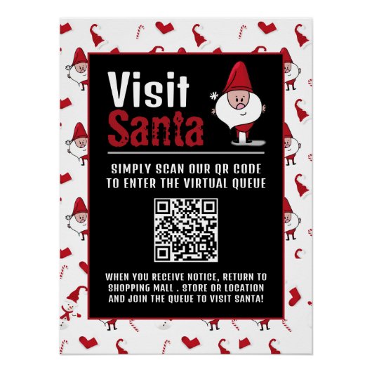 Santa & Snowman, Besuch Santa, QR Code Queue Poster (Vorderseite)