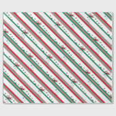 Santa & Snowman Christmas Stripes Geschenkpapier (Flach)