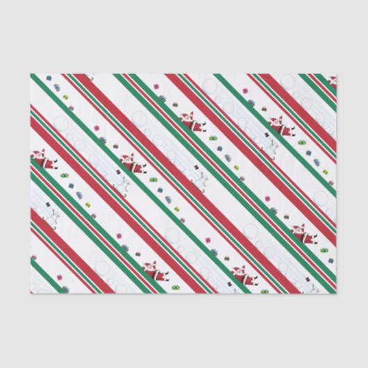 Santa & Snowman Christmas Stripes Seidenpapier (Vorderseite)