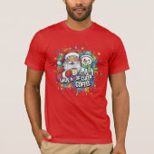 Santa Snowman Coffee Cheer Paint Splatter T-Shirt (Vorderseite)