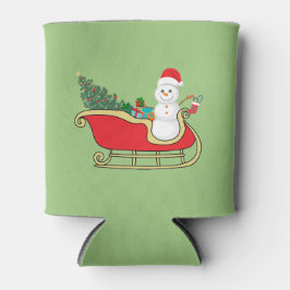 Santa snowman distributing gifts dosenkühler