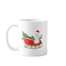 Santa snowman distributing gifts