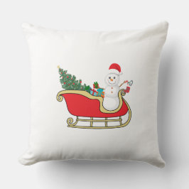 Santa snowman distributing gifts kissen