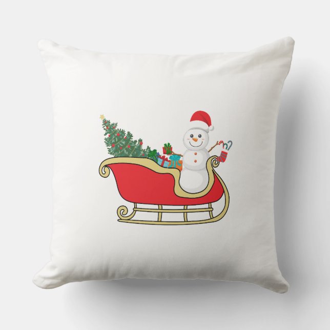 Santa snowman distributing gifts kissen (Vorderseite)