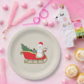 Santa snowman distributing gifts pappteller (Party)