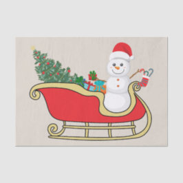 Santa snowman distributing gifts seidenpapier