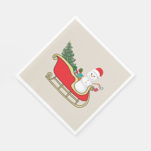 Santa snowman distributing gifts serviette (Ecke)