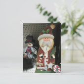 Santa & Snowman Feiertagspostkarte (Stehend Vorderseite)