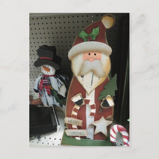 Santa & Snowman Feiertagspostkarte (Vorderseite)