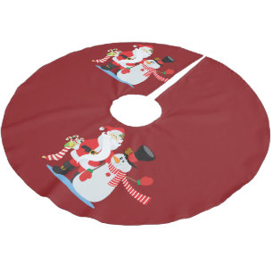 Santa Snowman Festival Tree Skirt Polyester Weihnachtsbaumdecke