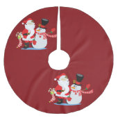Santa Snowman Festival Tree Skirt Polyester Weihnachtsbaumdecke (Vorderseite)