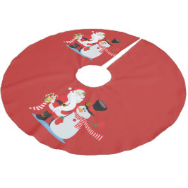 Santa Snowman Festival Tree Skirt Polyester Weihnachtsbaumdecke