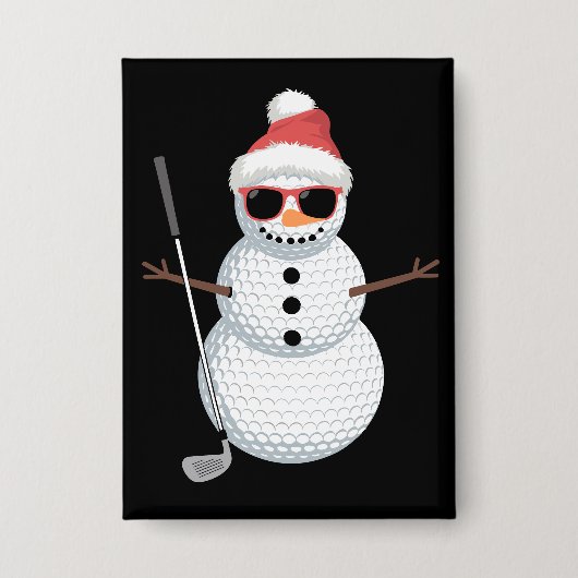 Santa Snowman Golf Ball Christmas Golfer Gift  Button (Vorderseite)