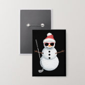 Santa Snowman Golf Ball Christmas Golfer Gift  Button (Vorderseite/Rückseite)